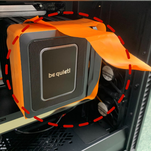 CPUクーラーの脱落を防ぐテープ固定